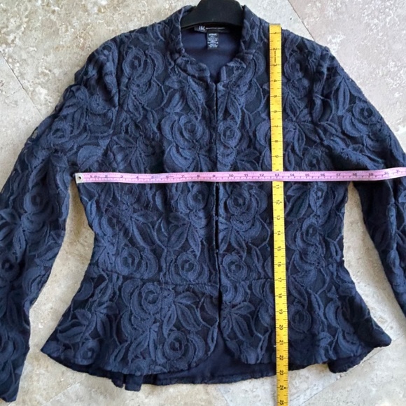 INC International Concepts  Blue Lace Peplum Jacket, Long Sleeves, Size Medium - Picture 13 of 16